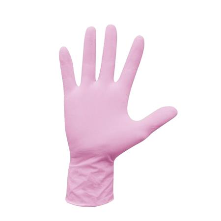 GUANTI IN NITRILE ROSA SENZA POLVERE, CONF. 100 PZ - TG. S