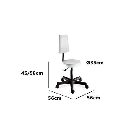 SGABELLO ESTETISTA UP CON SCHIENALE ALTO H. 45-58 CM