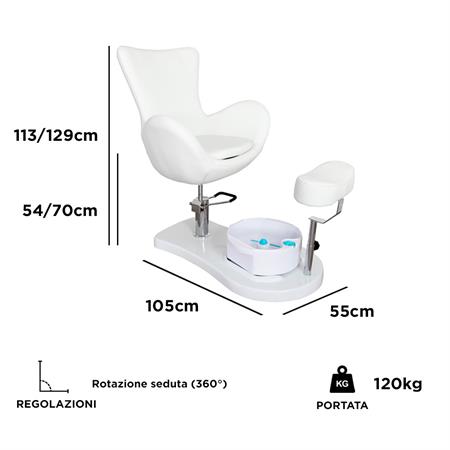 POLTRONA PEDICURE MOLLY, VASCA PEDICURE INCLUSA