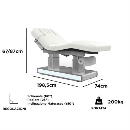 LETTINO ELETTICO MASSAGGIO QUASAR - 4 MOT. - MATERASSO RISCALDATO, C